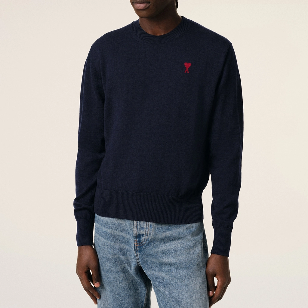 AMI Paris Red de Coeur Wool Jumper - XL